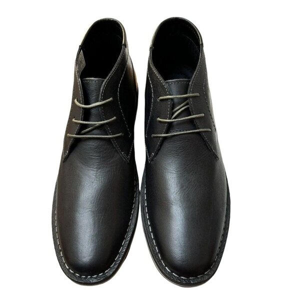 Steve Madden Sz 7 Shoes Harken Chukka Boot Black Leather Ankle Boots Office - Picture 1 of 4